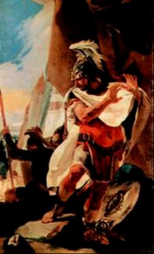 Aníbal, mirando la cabeza de Asdrúbal de Giambattista Tiepolo, 1725, Kunsthistorisches Museum de Viena
