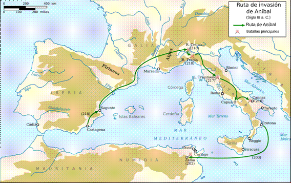 Ruta de la invasión de Aníbal